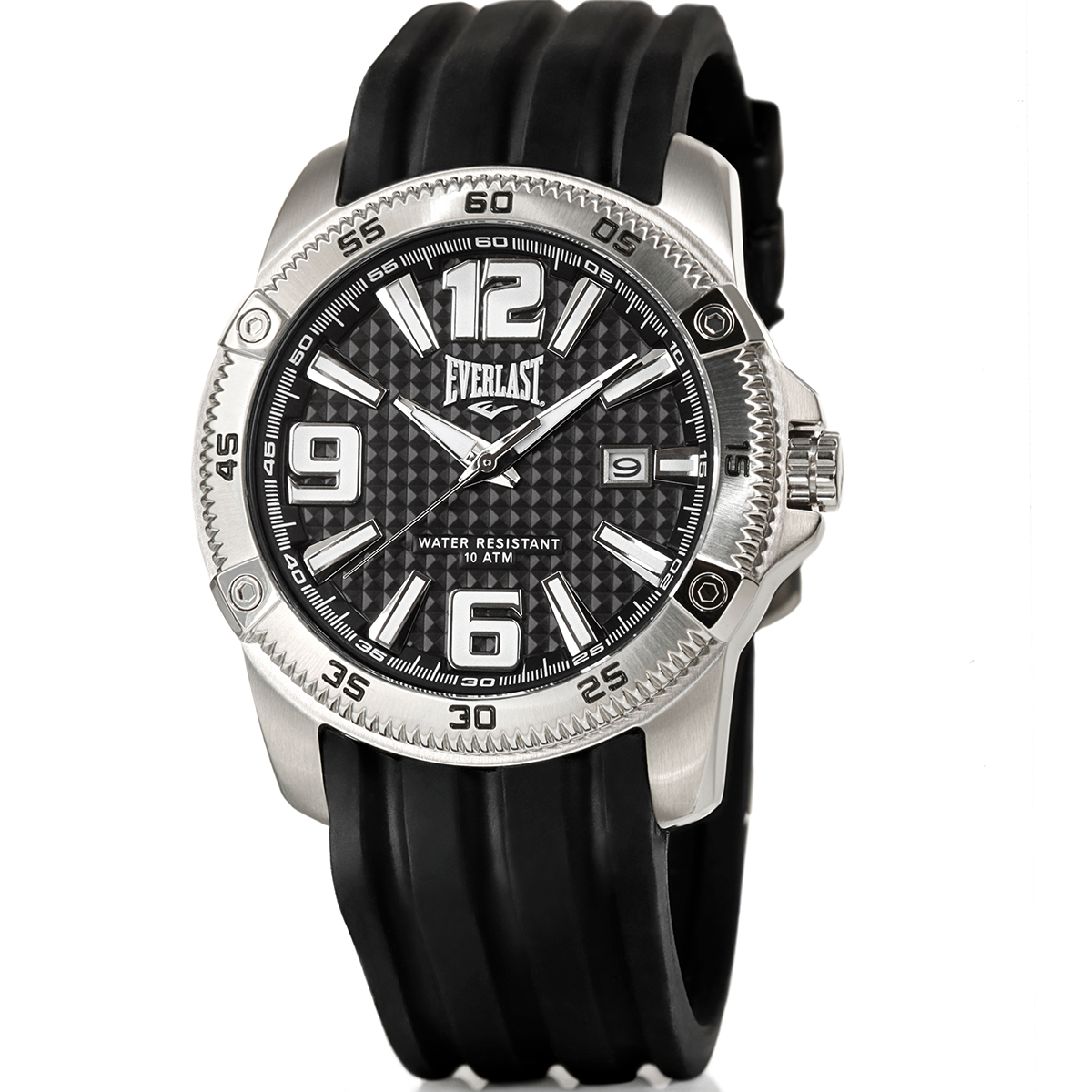 Relógio de Pulso Everlast Masculino Pulseira Silicone Preto Calendário E189