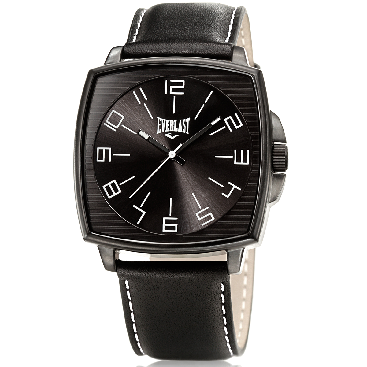 Relógio de Pulso Everlast Masculino Quadrado Pulseira Couro Preto E210
