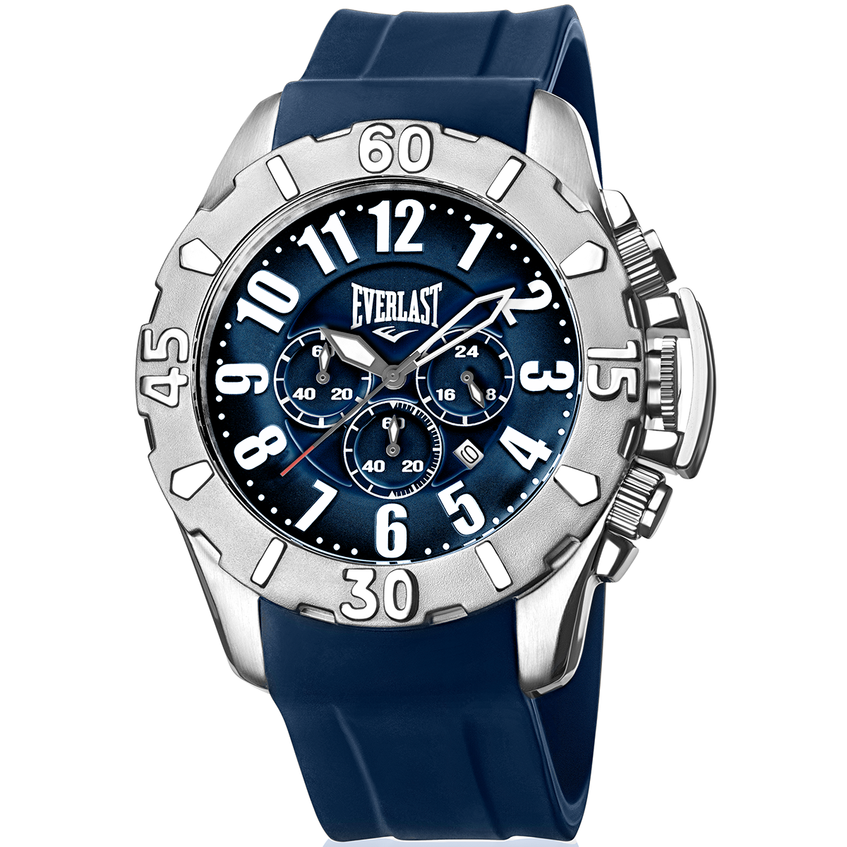 Relógio de Pulso Everlast Masculino Pulseira Silicone Azul Calendário E2541