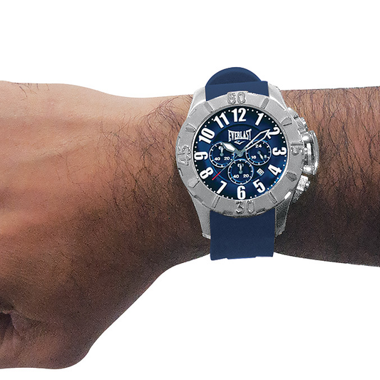 Relógio de Pulso Everlast Masculino Pulseira Silicone Azul Calendário E2541