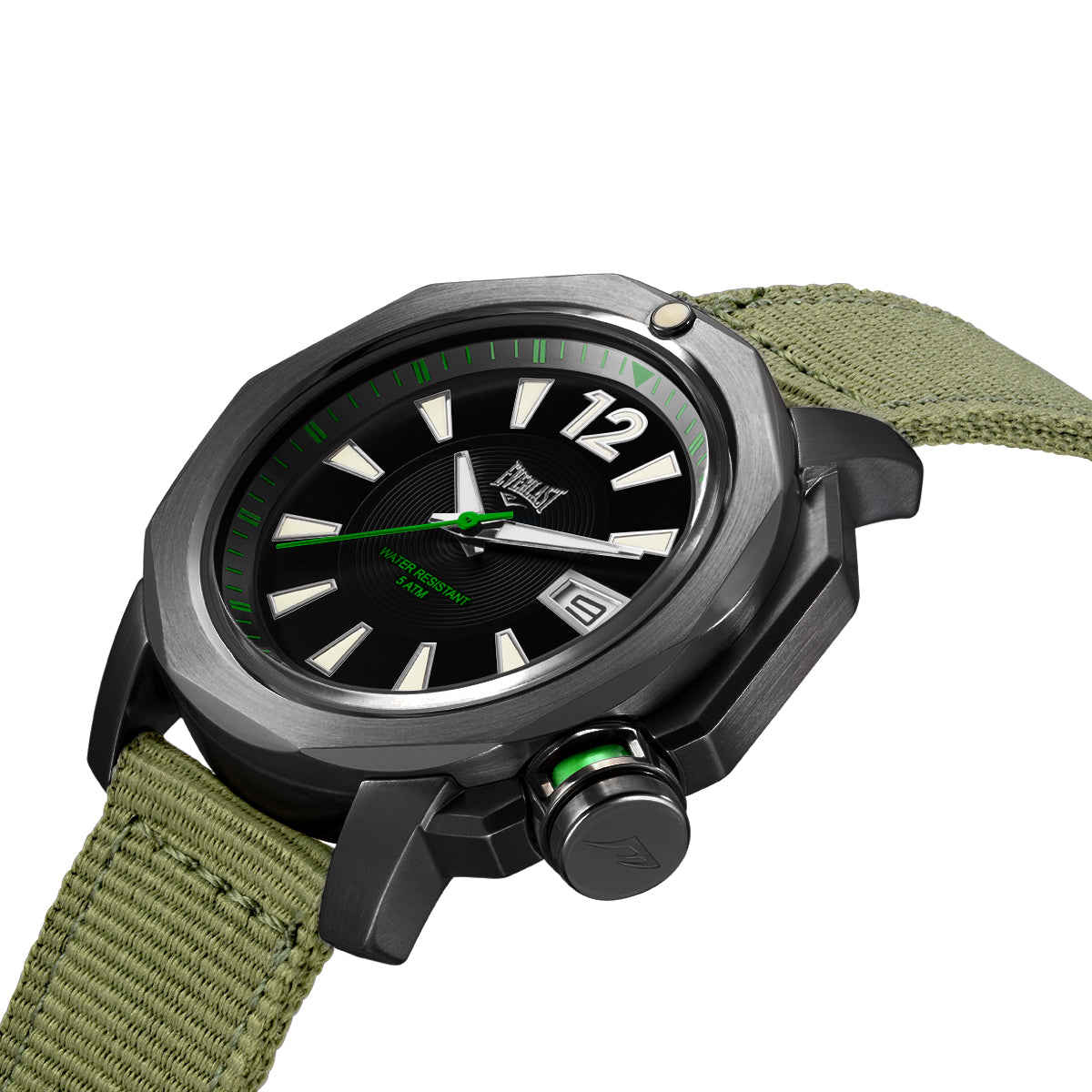 Relógio de Pulso Everlast Masculino Pulseira Nylon Verde E257NV