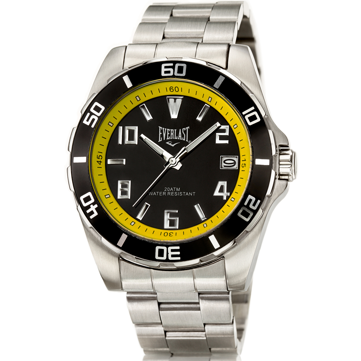 Relógio de Pulso Everlast Masculino Prateado Calendário E287