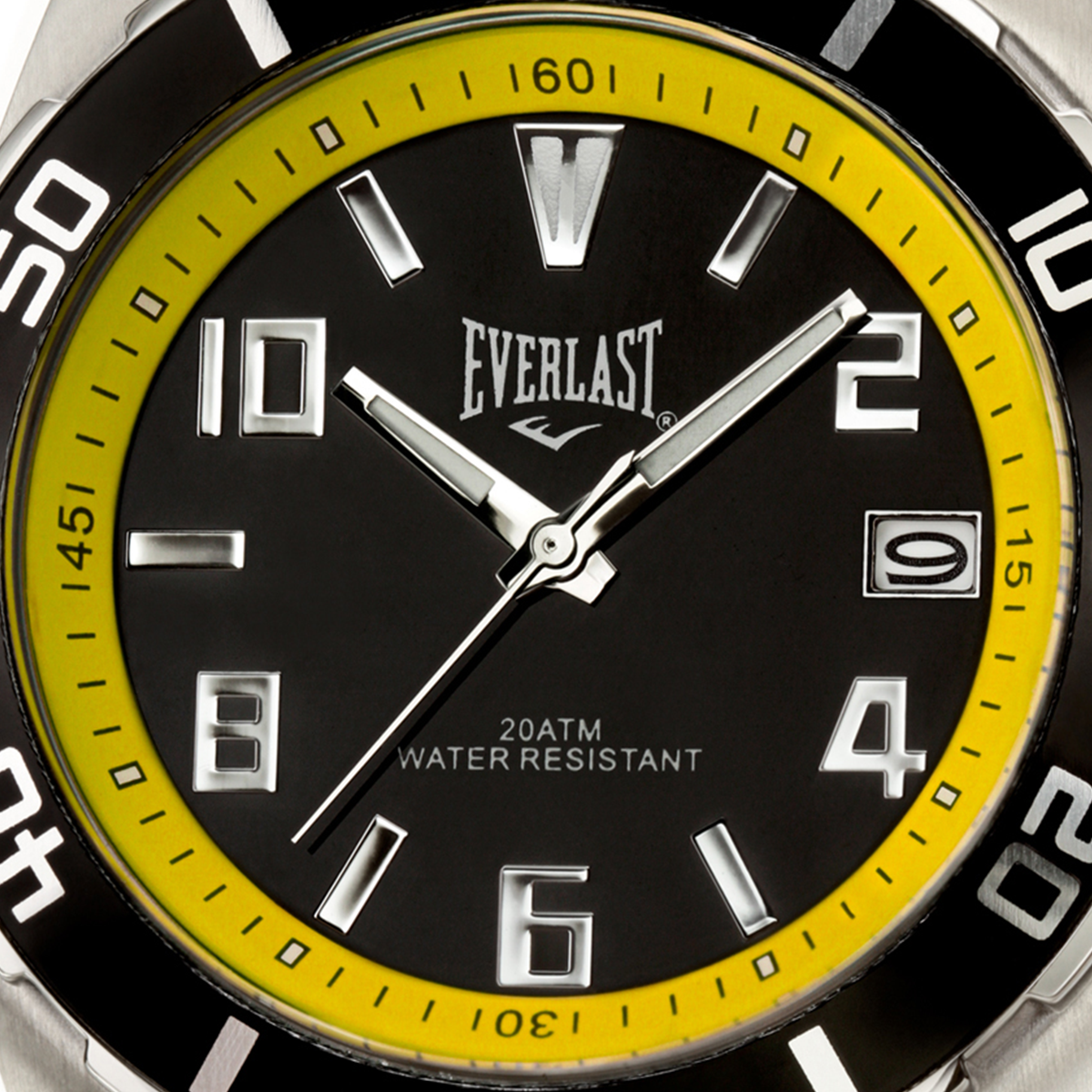 Relógio de Pulso Everlast Masculino Prateado Calendário E287