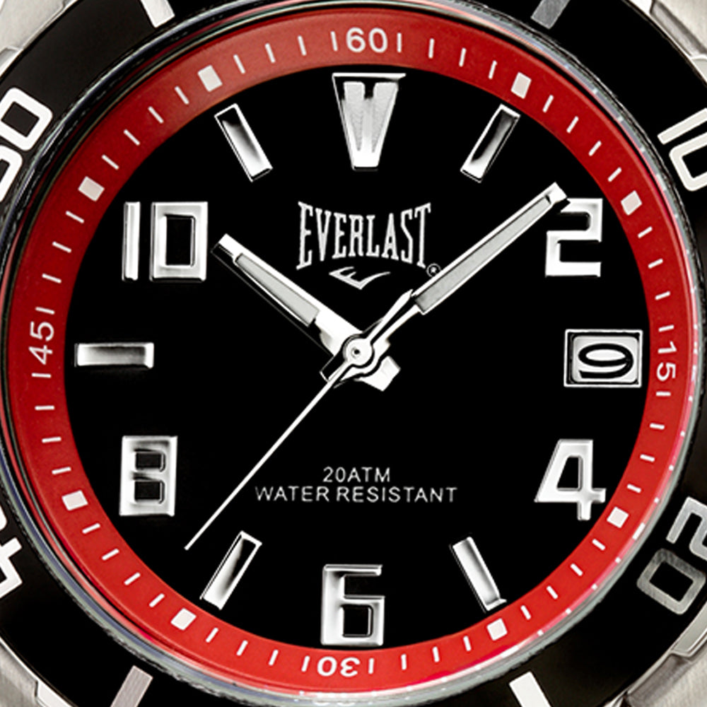 Relógio de Pulso Everlast Masculino Prateado Calendário E28815
