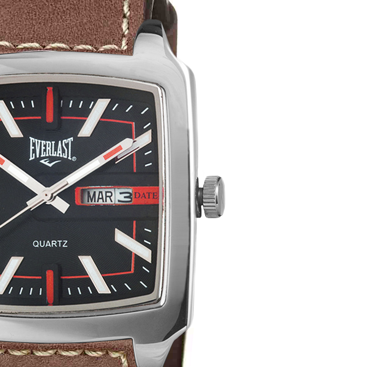 Relógio de Pulso Everlast Masculino Quadrado Pulseira Couro Marrom E3471