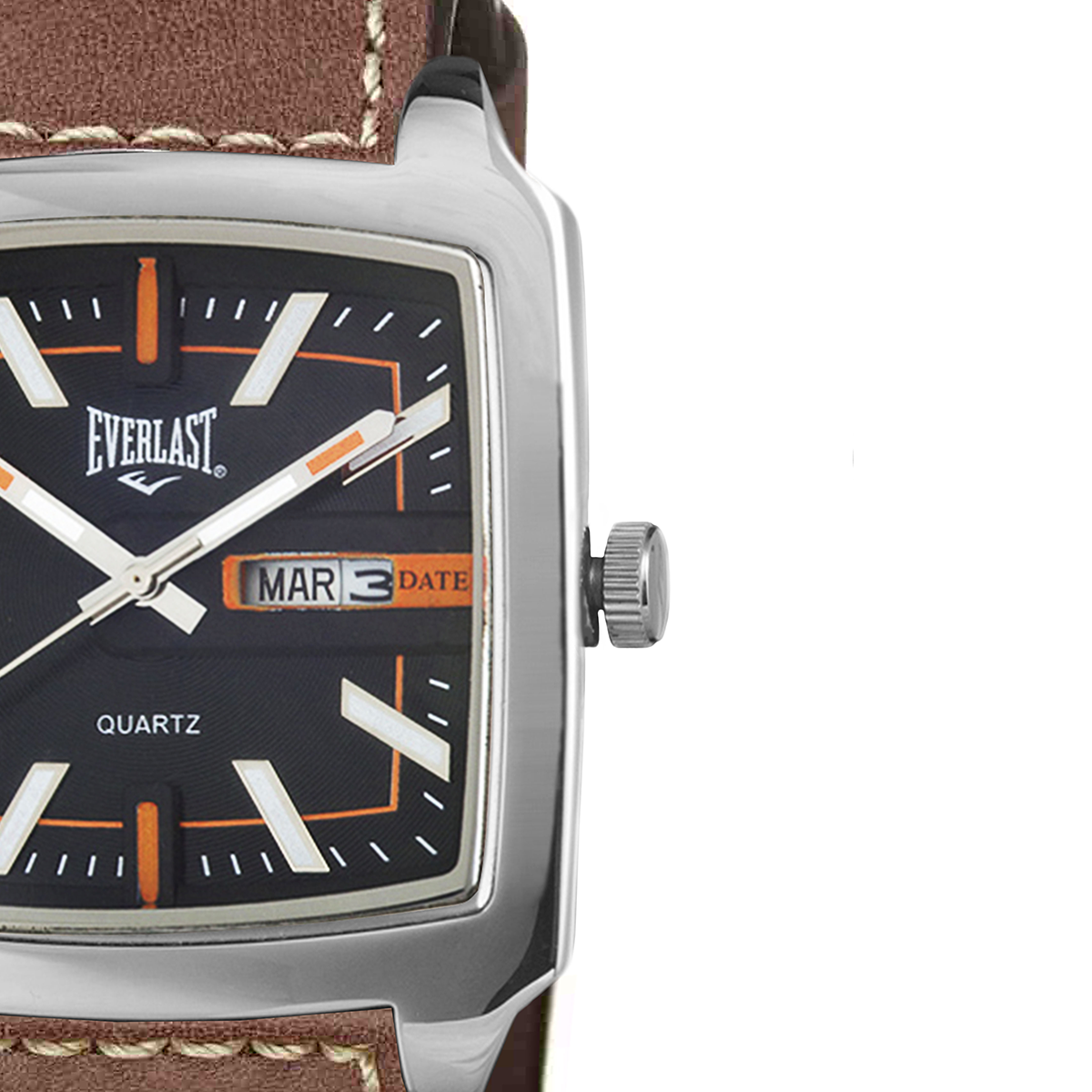 Relógio de Pulso Everlast Masculino Quadrado Pulseira Couro Marrom E3481