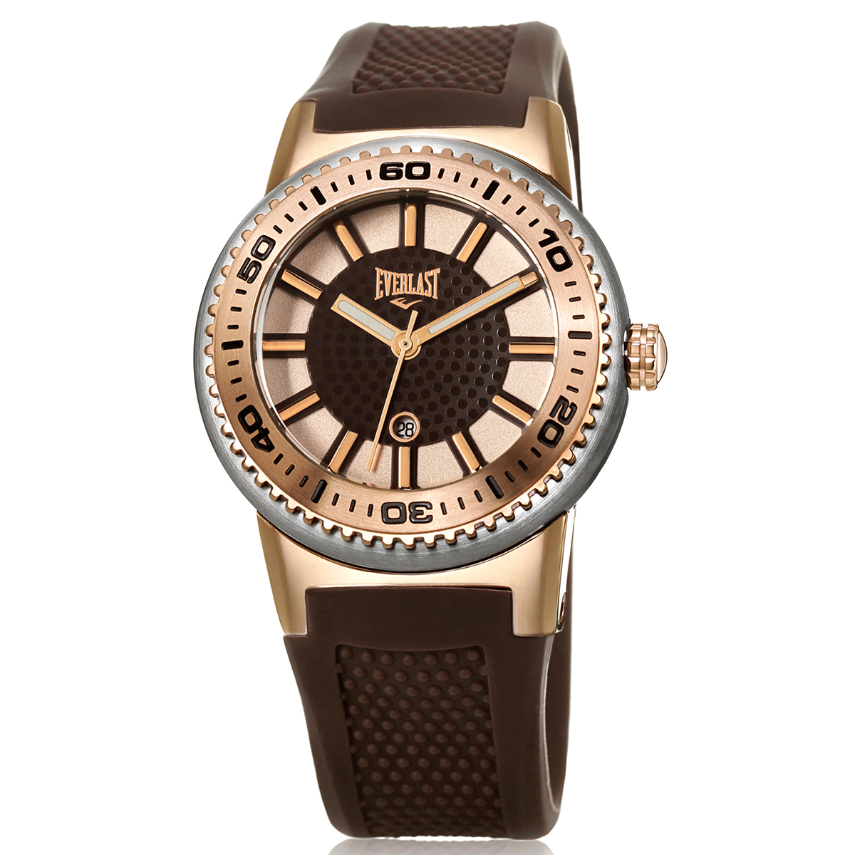 Relógio de Pulso Everlast Feminino Pulseira Marrom Calendário E453
