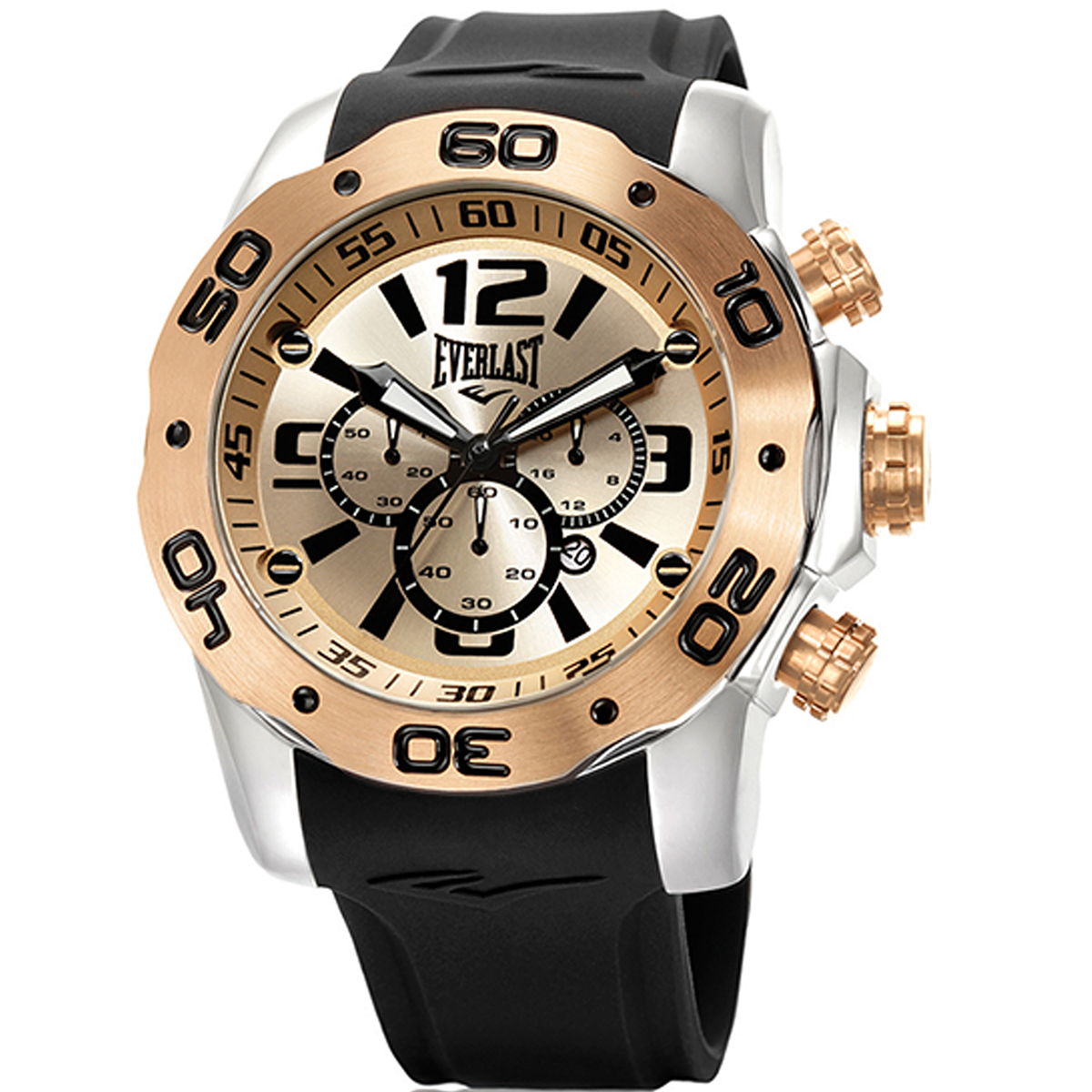 Relógio de Pulso Everlast Masculino Pulseira Silicone Preto Cronógrafo Calendário E555
