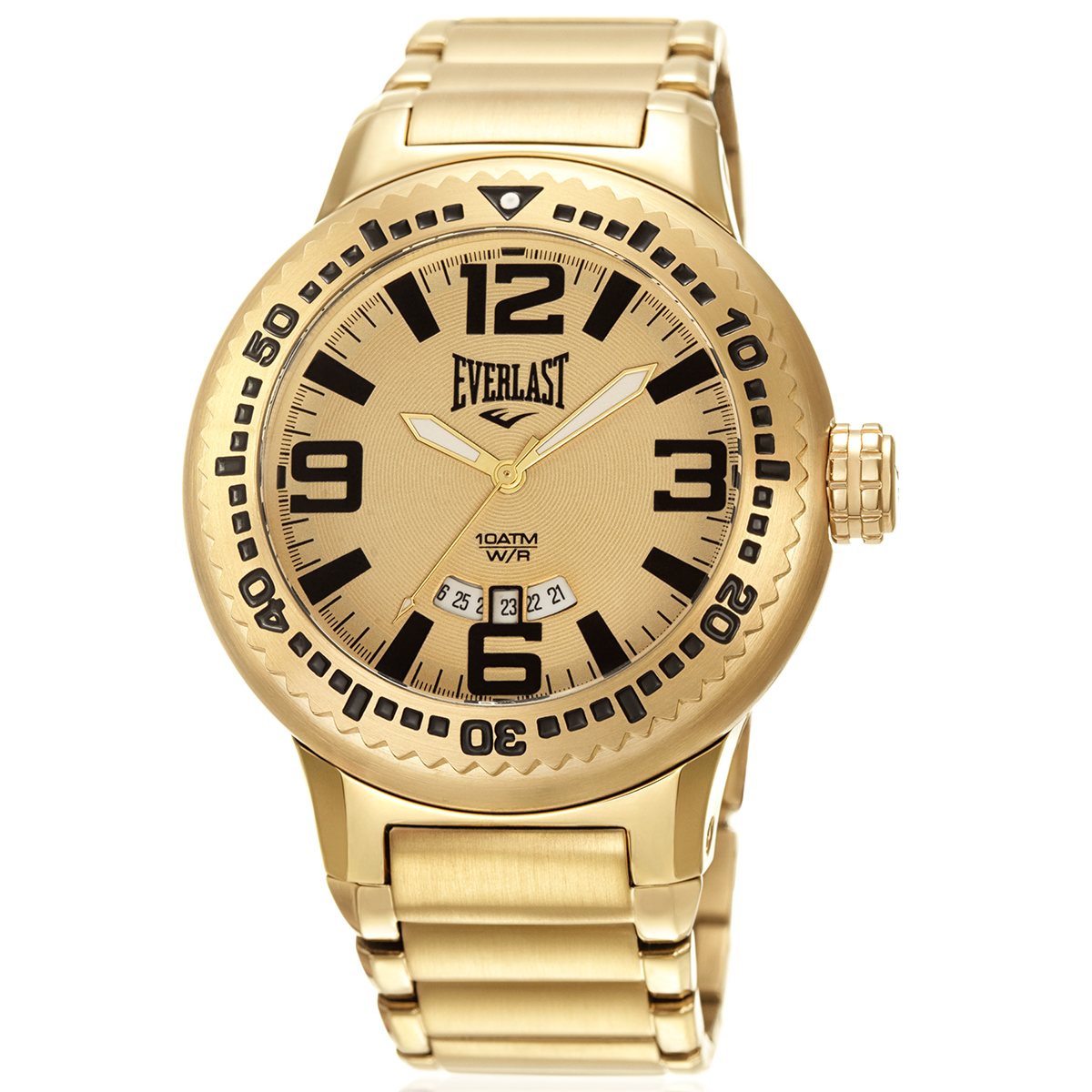 Relógio de Pulso Everlast Masculino Dourado Calendário E586