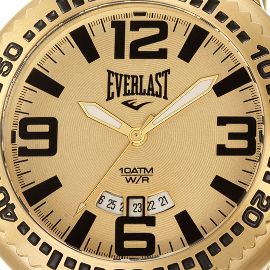 Relógio de Pulso Everlast Masculino Dourado Calendário E586