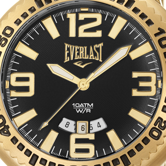 Relógio de Pulso Everlast Masculino Dourado Calendário E587