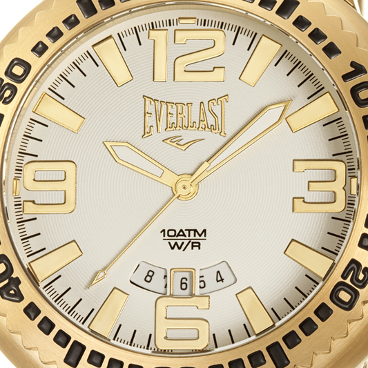 Relógio de Pulso Everlast Masculino Dourado Calendário E588