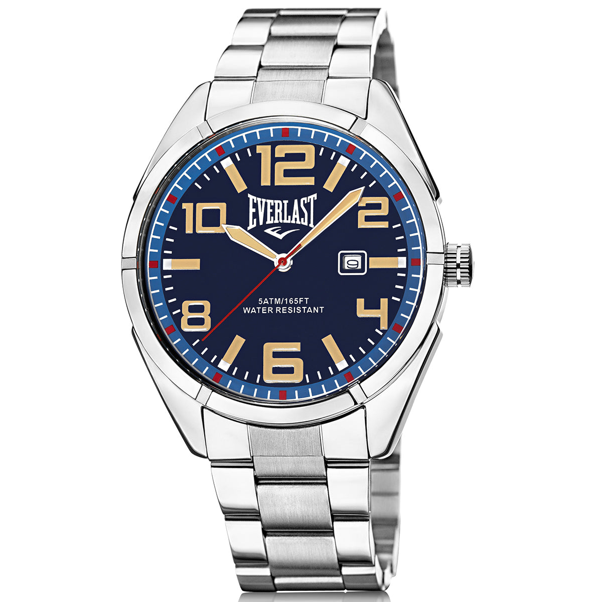 Relógio de Pulso Everlast Masculino Prateado Calendário E625