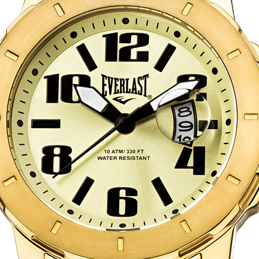 Relógio de Pulso Everlast Masculino Dourado Calendário E644