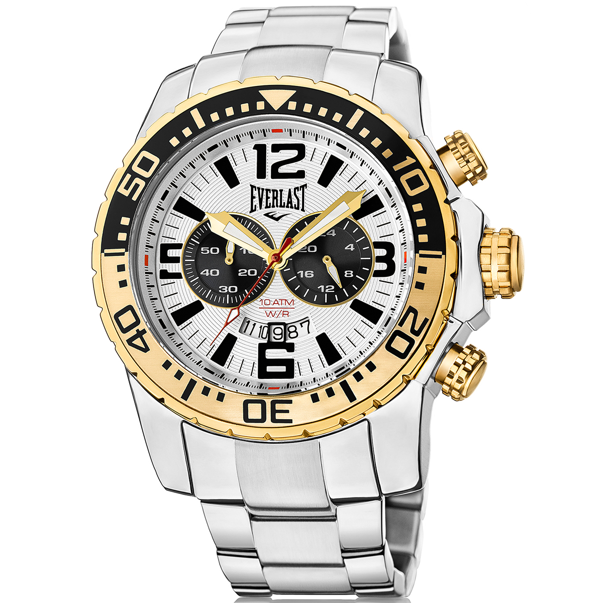 Relógio de Pulso Everlast Masculino Prateado Cronógrafo E654