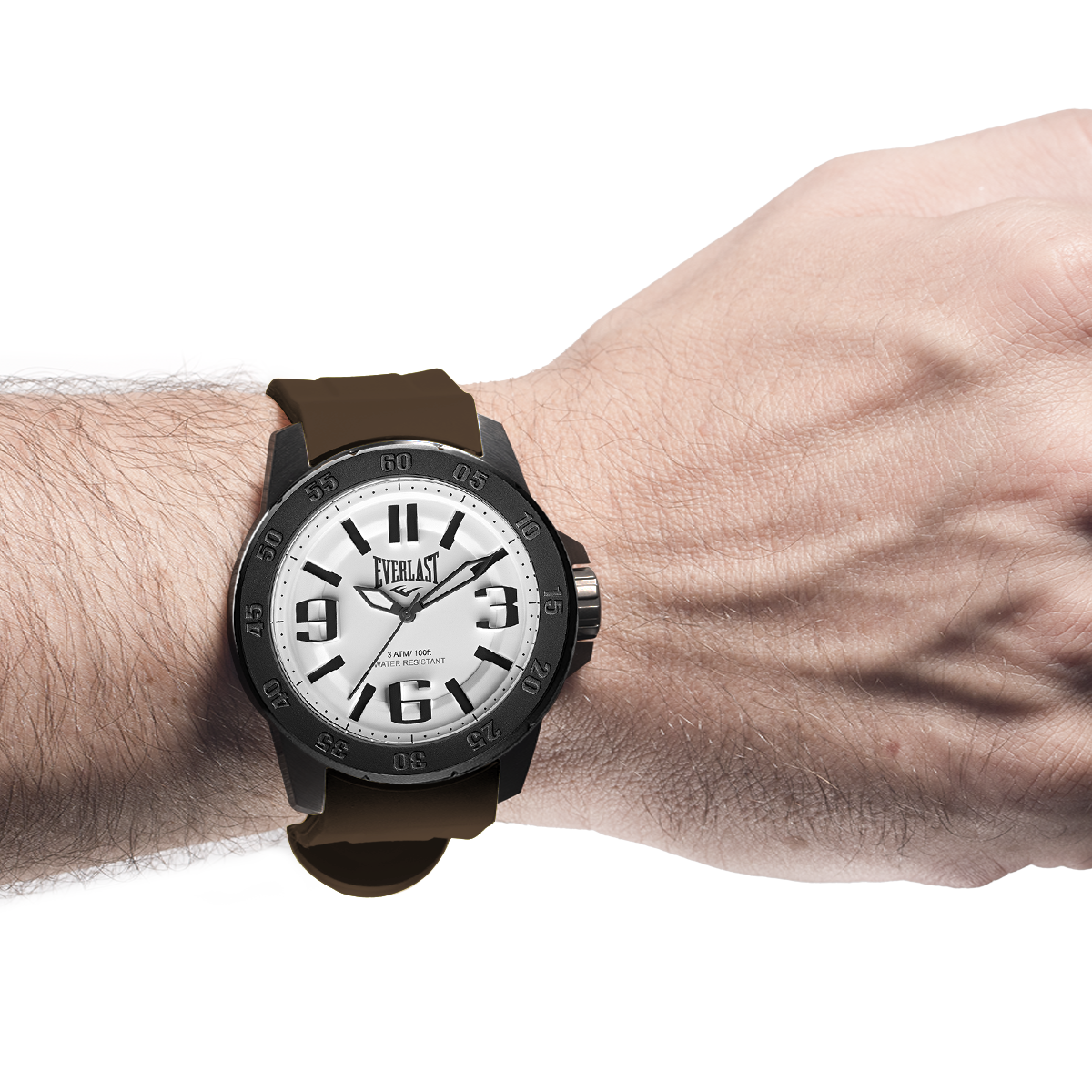 Relógio de Pulso Everlast Masculino Pulseira Silicone Marrom E6952