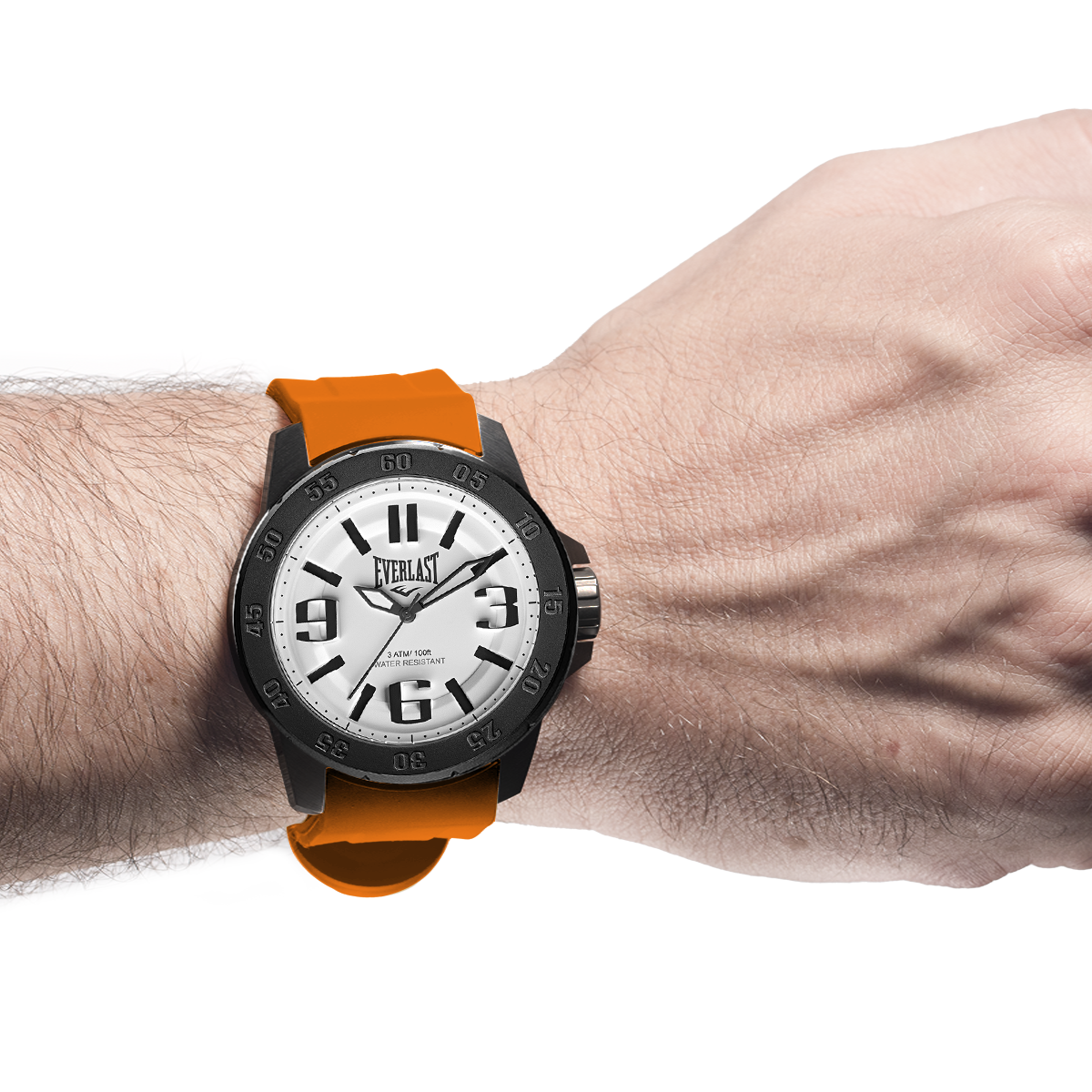 Relógio de Pulso Everlast Masculino Pulseira Silicone Laranja E6953