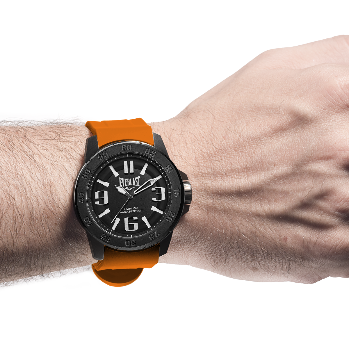 Relógio de Pulso Everlast Masculino Pulseira Silicone Laranja E6963