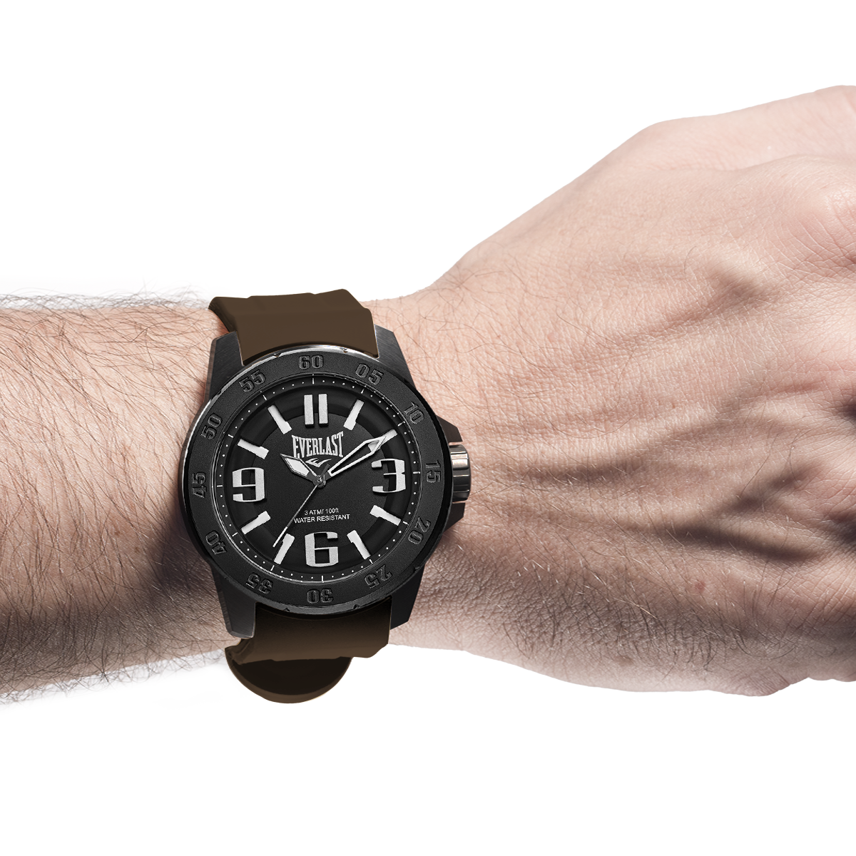 Relógio de Pulso Everlast Masculino Pulseira Silicone Marrom E6966