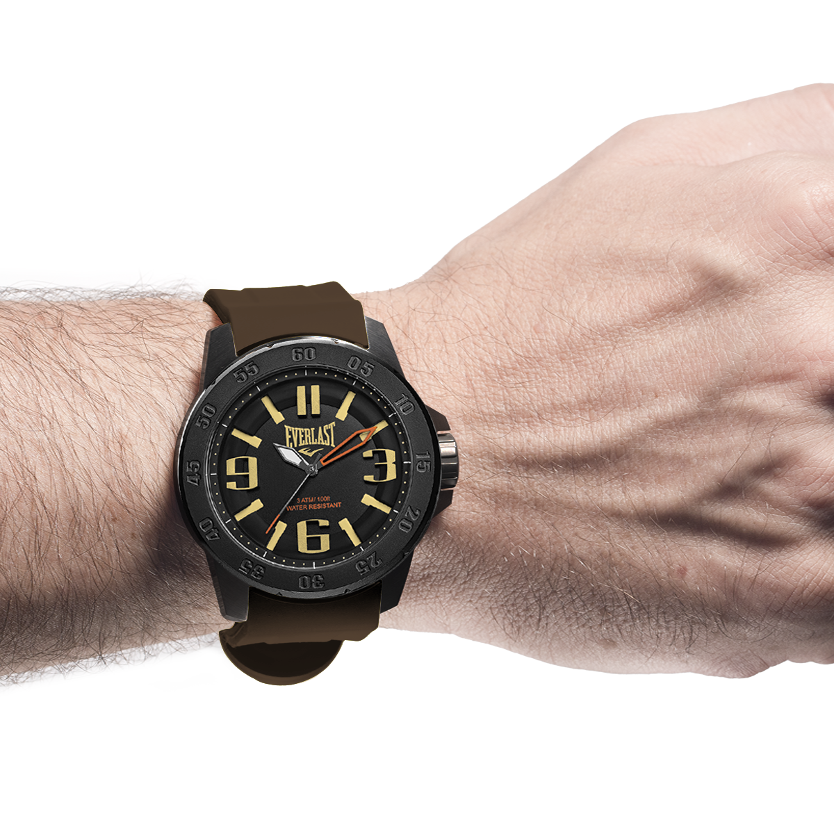 Relógio de Pulso Everlast Masculino Pulseira Silicone Marrom E6972