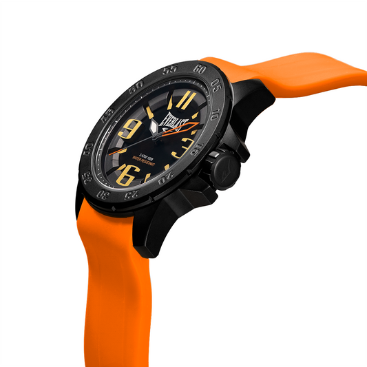 Relógio de Pulso Everlast Masculino Pulseira Silicone Laranja E6973