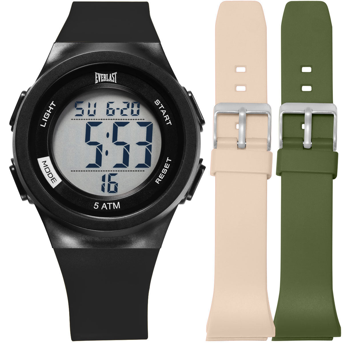 Relógio de Pulso Everlast Digital Unissex Kit 2 Pulseiras E73805