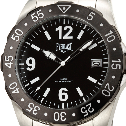 Relógio de Pulso Everlast Masculino Prateado Redondo Calendário E267