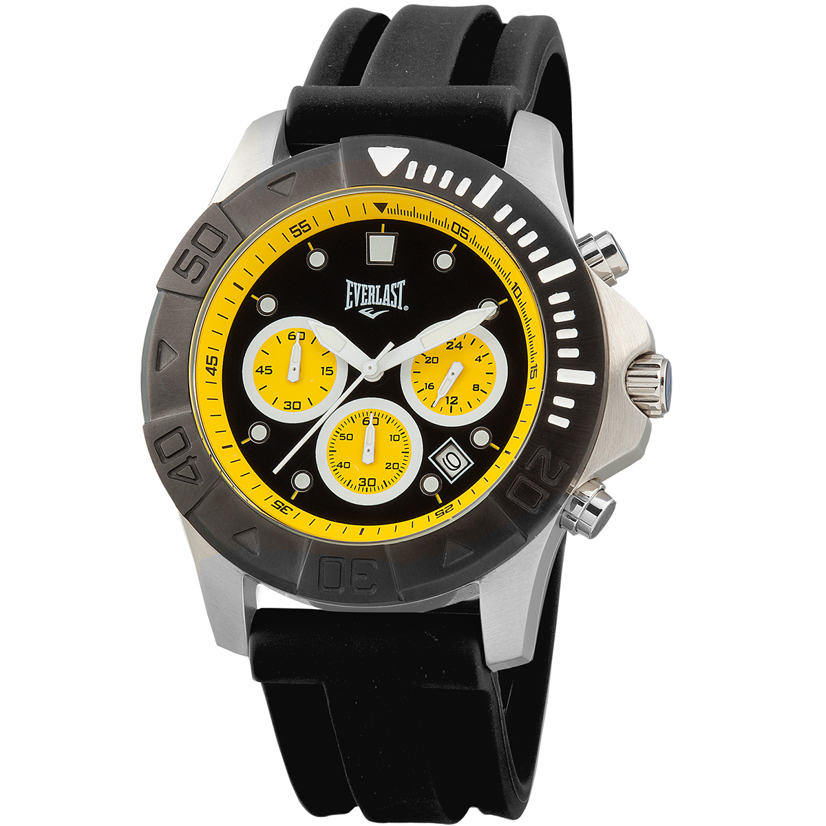 Relógio de Pulso Everlast Masculino Pulseira Silicone Preto Cronógrafo Calendário E464