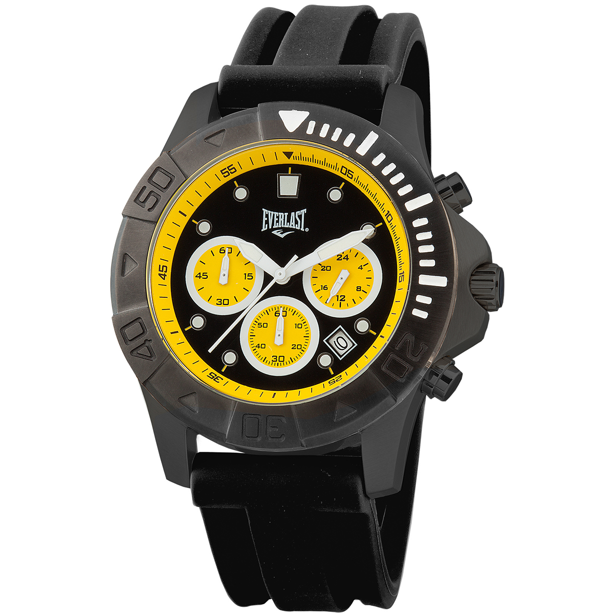 Relógio de Pulso Everlast Masculino Pulseira Silicone Preto Cronógrafo Calendário E465