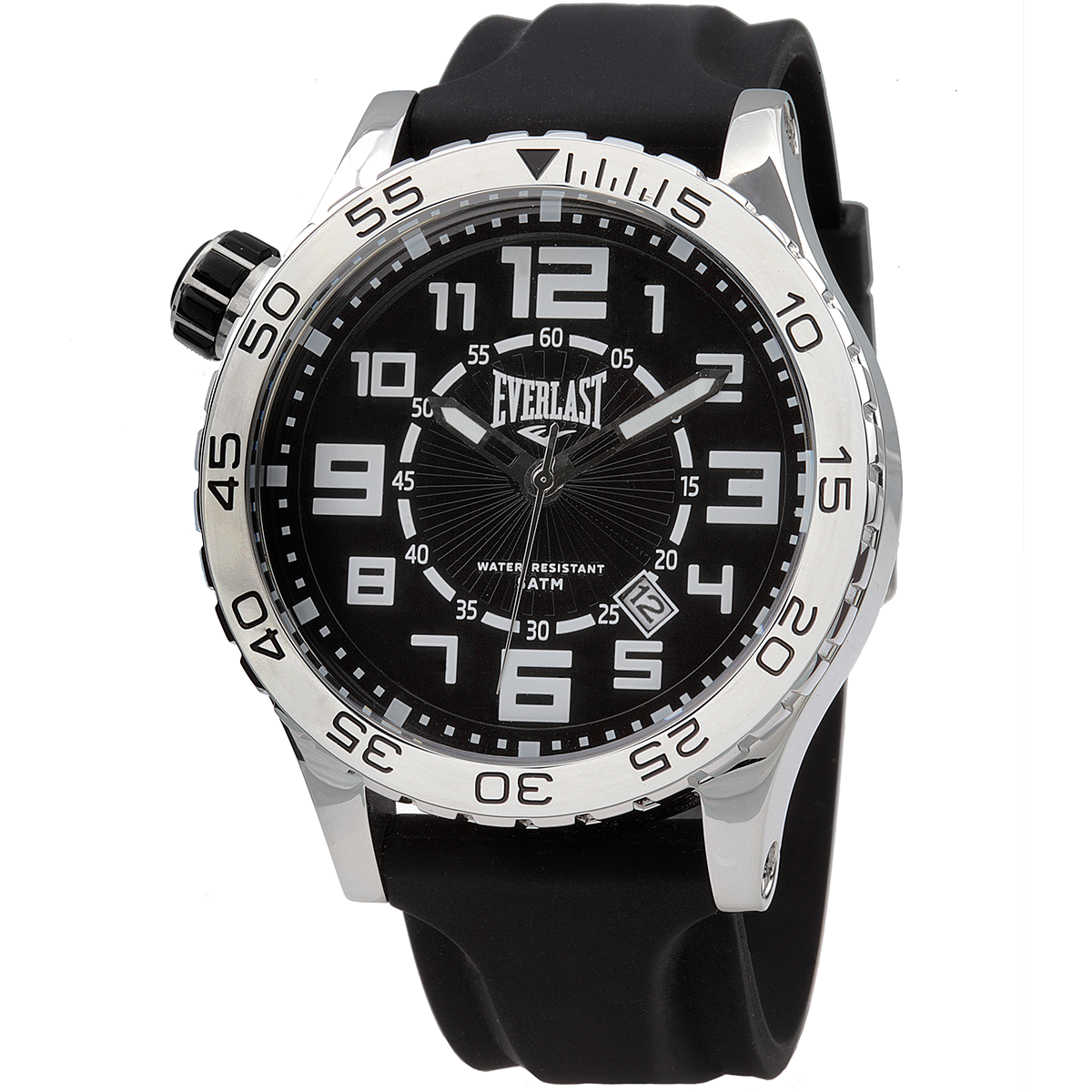 Relógio de Pulso Everlast Masculino Pulseira Silicone Preto Calendário E533