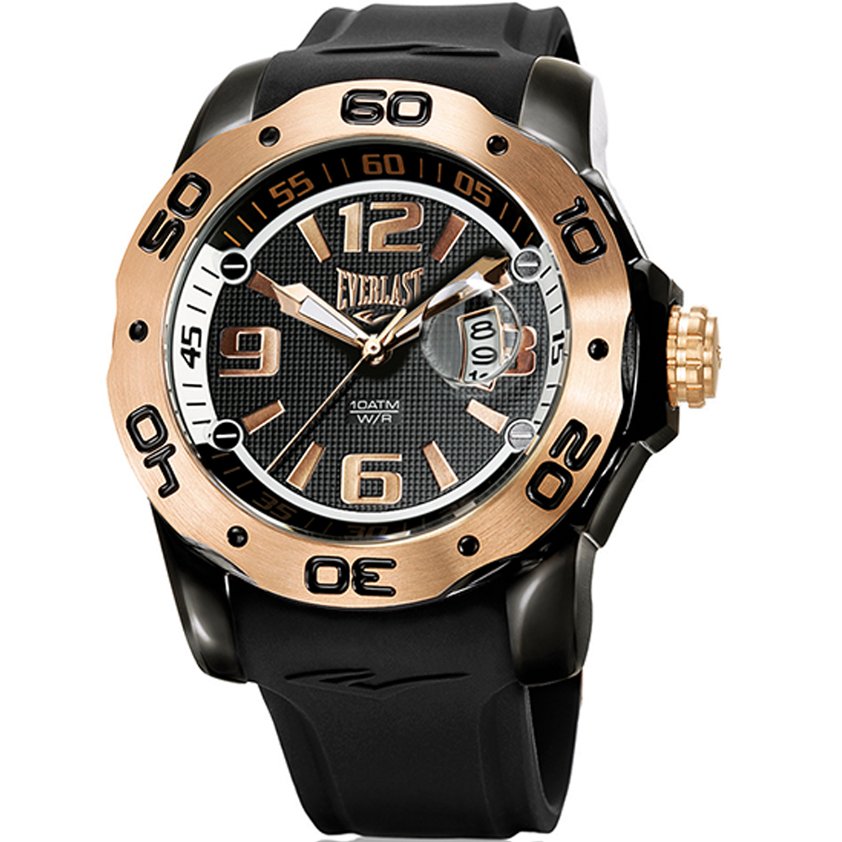 Relógio de Pulso Everlast Masculino Pulseira Silicone Preto Calendário E561