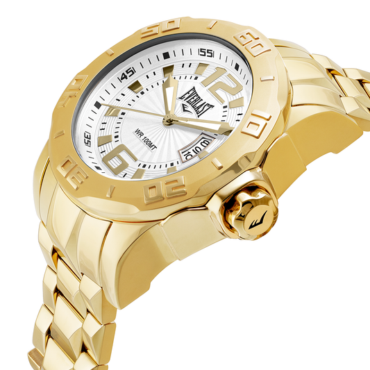 Relógio de Pulso Everlast Masculino Dourado Calendário E660