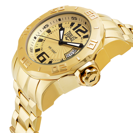 Relógio de Pulso Everlast Masculino Dourado Calendário E661