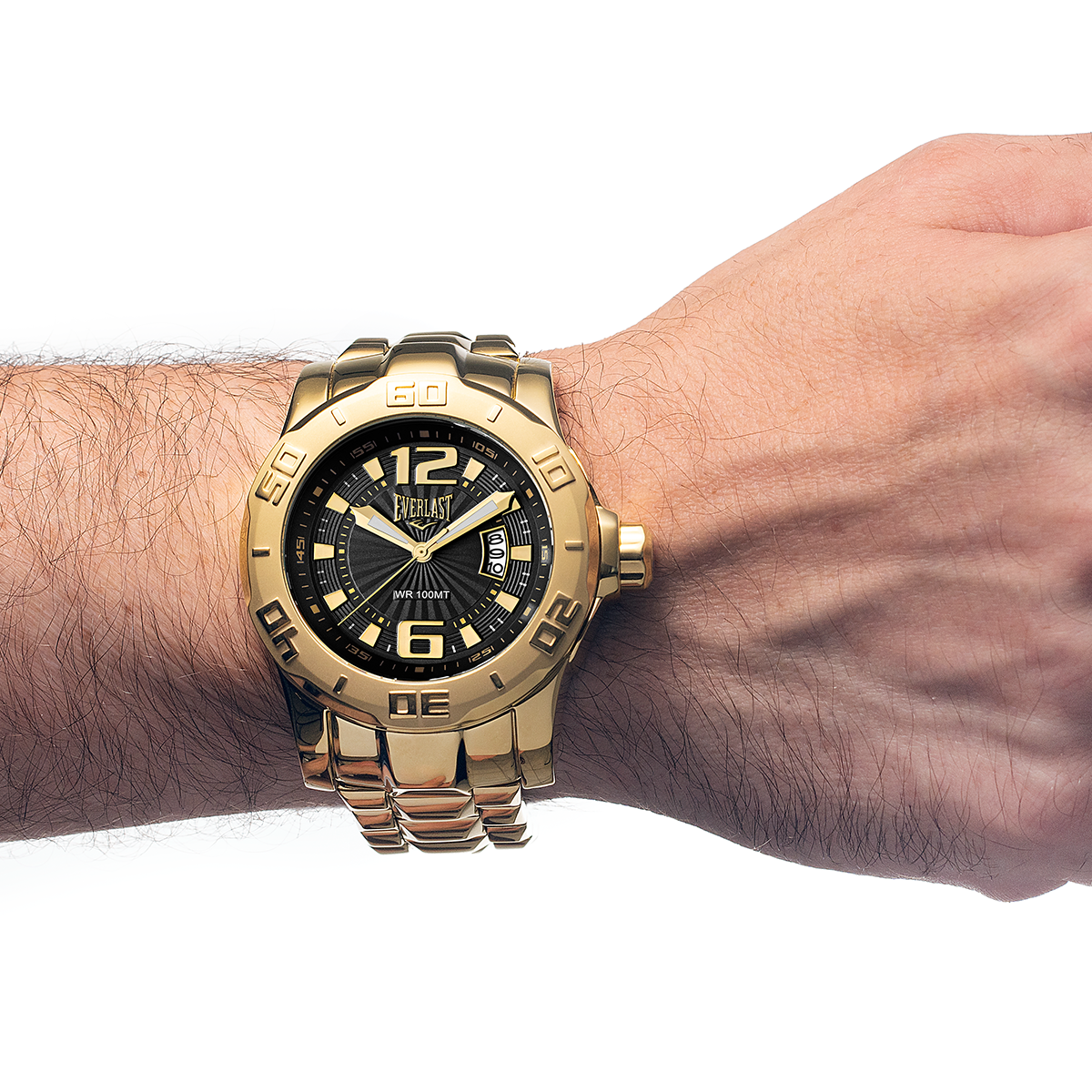 Relógio de Pulso Everlast Masculino Dourado Calendário E662
