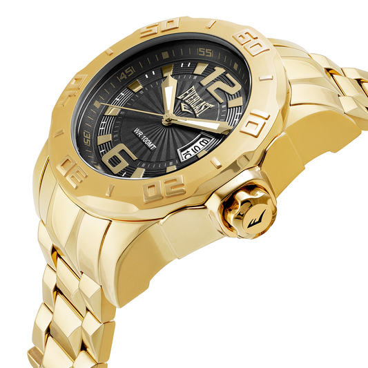 Relógio de Pulso Everlast Masculino Dourado Calendário E662