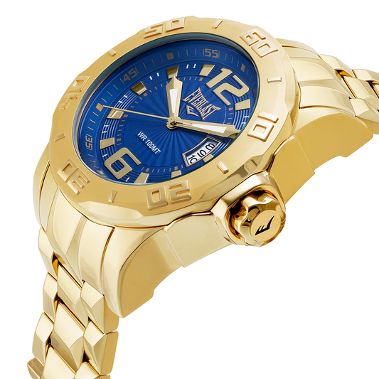 Relógio de Pulso Everlast Masculino Dourado Calendário E663