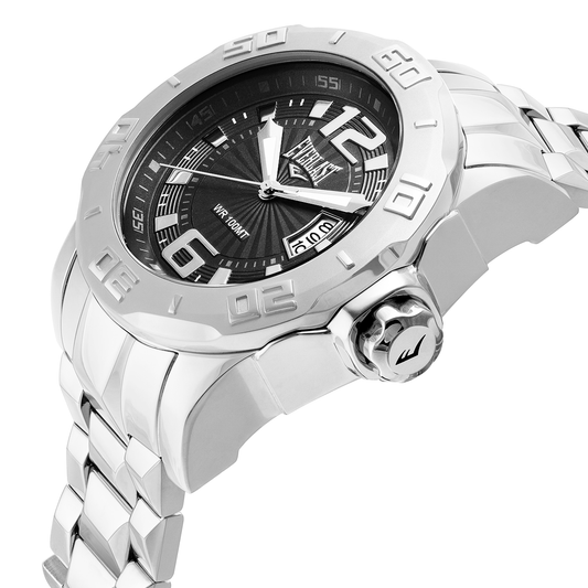 Relógio de Pulso Everlast Masculino Prateado Calendário E664