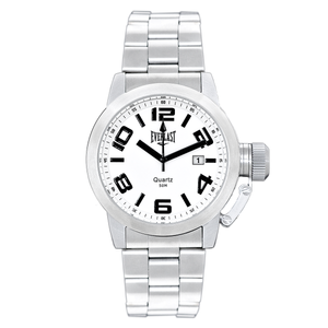 Relógio de Pulso Everlast Masculino Prateado Redondo Calendário E052