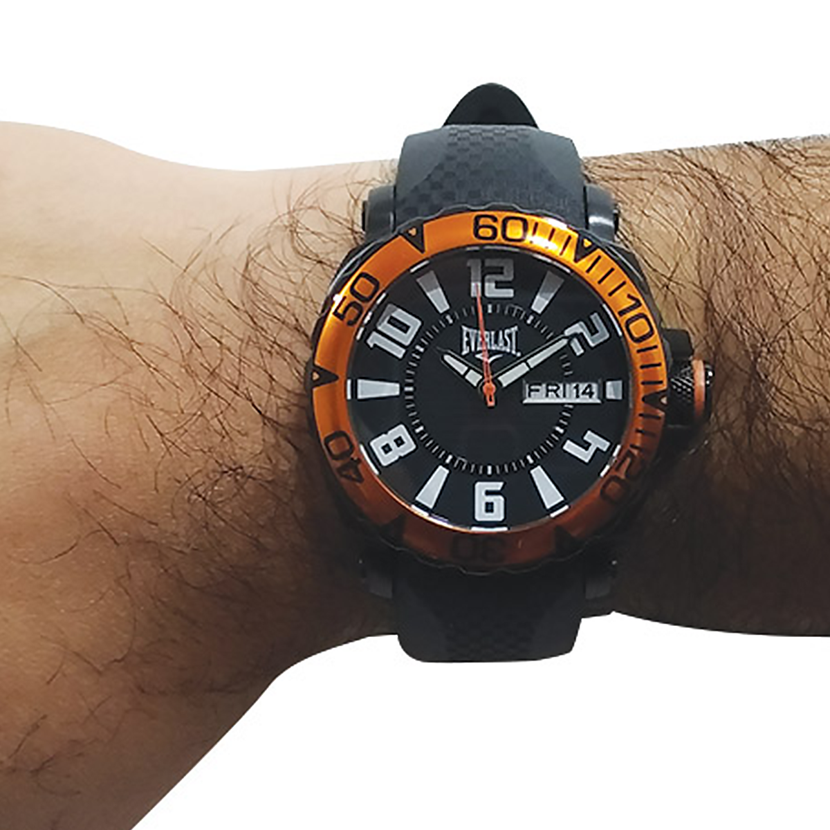 Relógio de Pulso Everlast Masculino Preto Redondo Calendário E184