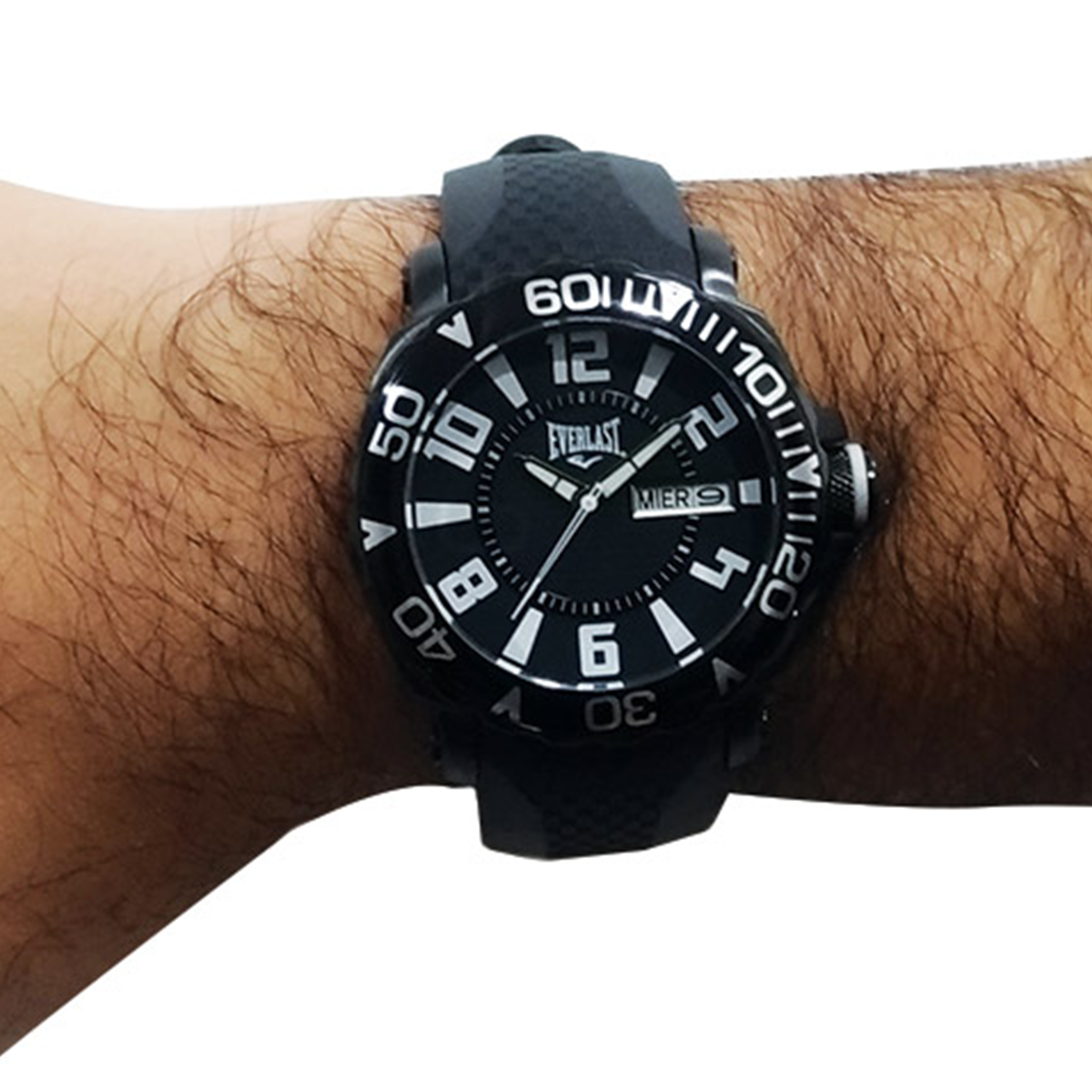 Relógio de Pulso Everlast Masculino Preto Redondo Calendário E185