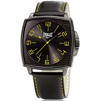 Relógio de Pulso Everlast Masculino Quadrado Pulseira Couro Preto E211
