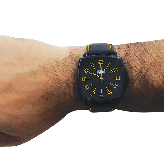 Relógio de Pulso Everlast Masculino Quadrado Pulseira Couro Preto E211