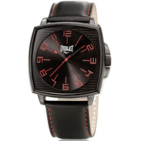 Relógio de Pulso Everlast Masculino Quadrado Pulseira Couro Preto E212