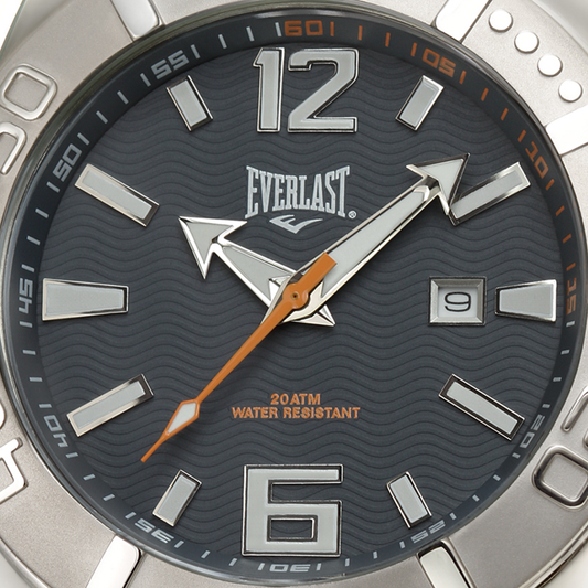 Relógio de Pulso Everlast Masculino Prateado Redondo Calendário E263