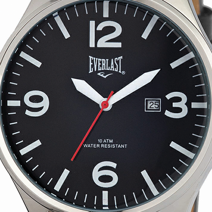 Relógio de Pulso Everlast Masculino Pulseira Couro Preto Calendário E277