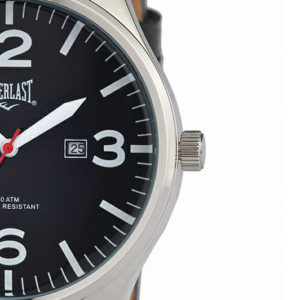 Relógio de Pulso Everlast Masculino Pulseira Couro Preto Calendário E277
