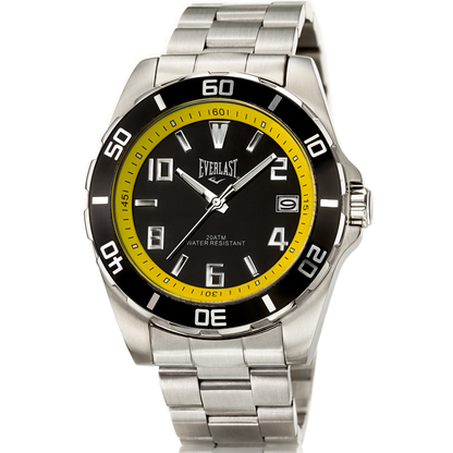 Relógio de Pulso Everlast Masculino Prateado Calendário E287