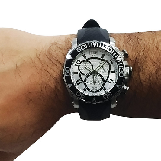 Relógio de Pulso Everlast Masculino Pulseira Silicone Preto Cronógrafo E385