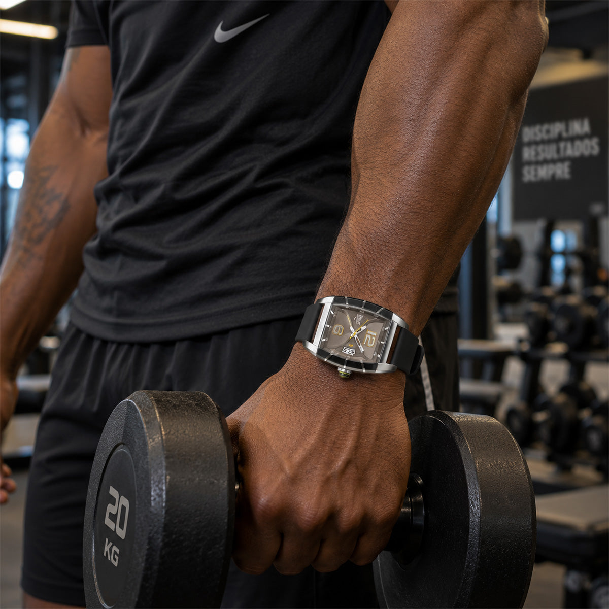 Relógio Everlast Masculino Silicone Preto Calendário E140