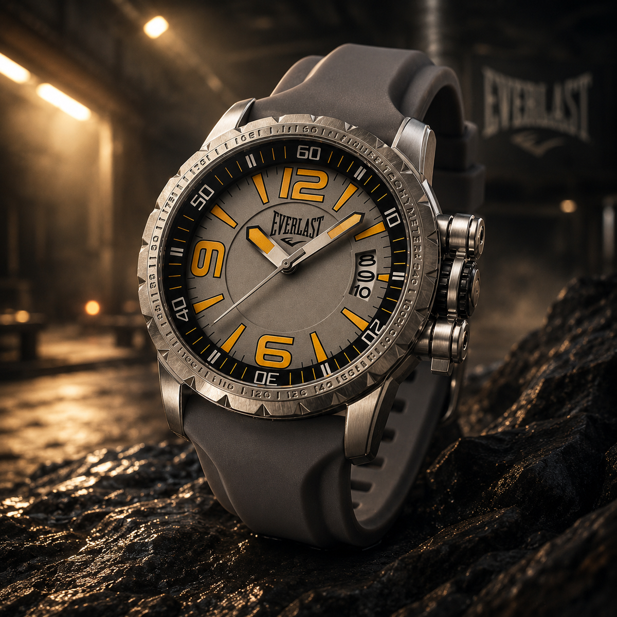 Relógio Everlast Masculino Silicone Cinza Calendário E39830C